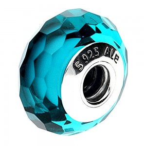 Pandora Beads Dazzling Murano Glass Teal Faceted Charm