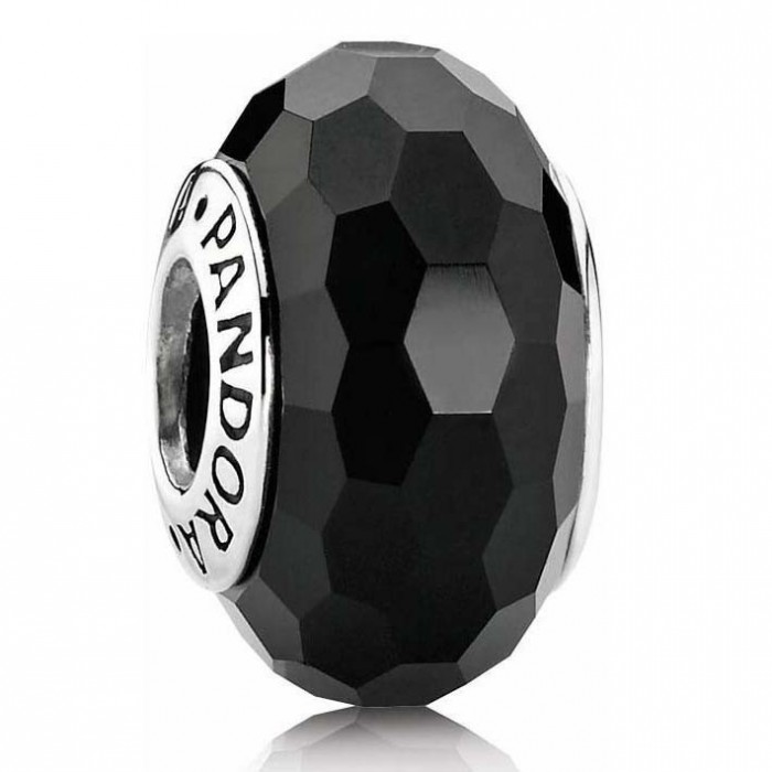 Pandora Beads Murano Glass Black Faceted Charm