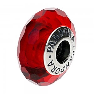 Pandora Beads Murano Glass Red Faceted Charm
