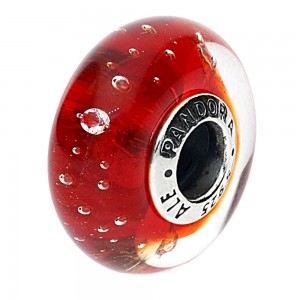 Pandora Beads Murano Glass Red Fizzle Charm