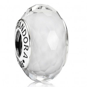 Pandora Beads Murano Glass White Facted Charm