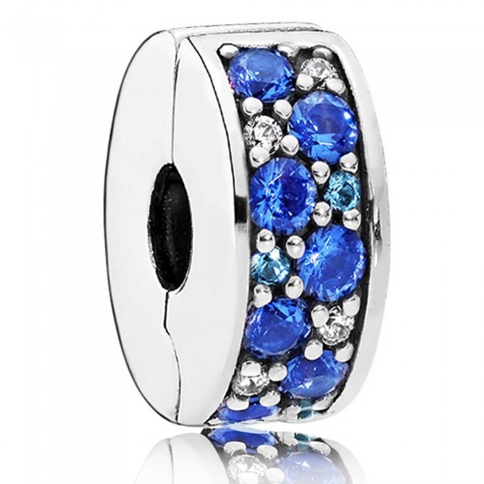 Pandora Clips Blue Mosaic Shining Elegance Cubic Zirconia