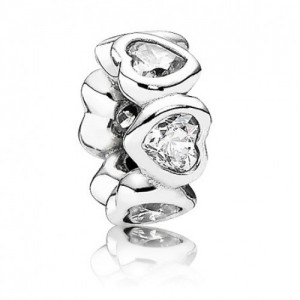 Pandora Spacers Heart Love Pave CZ Sterling Silver
