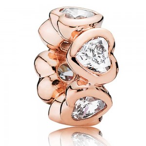 Pandora Spacers Hearts Love Rose Gold