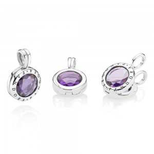 Pandora Charm Faceted Locket Dangle Synthetic Amethyst