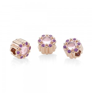 Pandora Charm Heraldic Radiance Rose Pink Purple Crystals