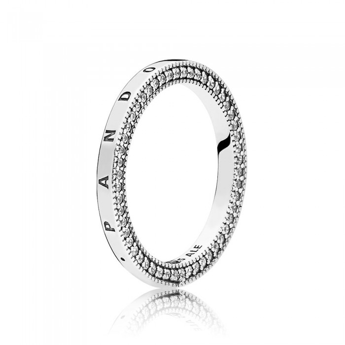 Pandora Ring Signature Hearts of Clear CZ