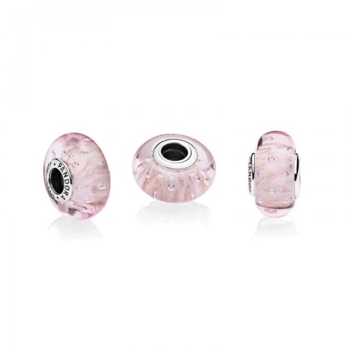 Pandora Charm Pink Glitter Murano Glass