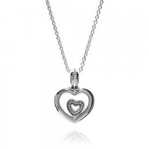 Pandora Necklace Petite Memories Floating Heart Love Locket Silver