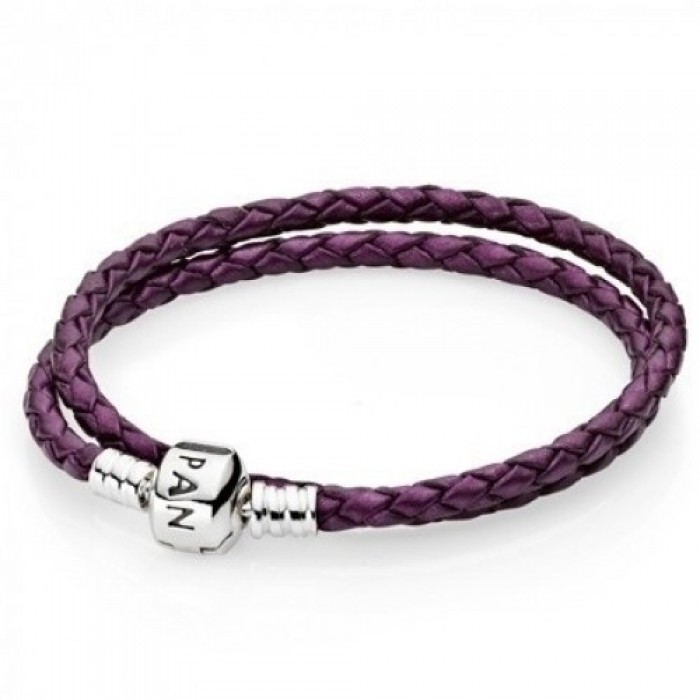 Pandora Bracelet And Purple Braided 925 Silver