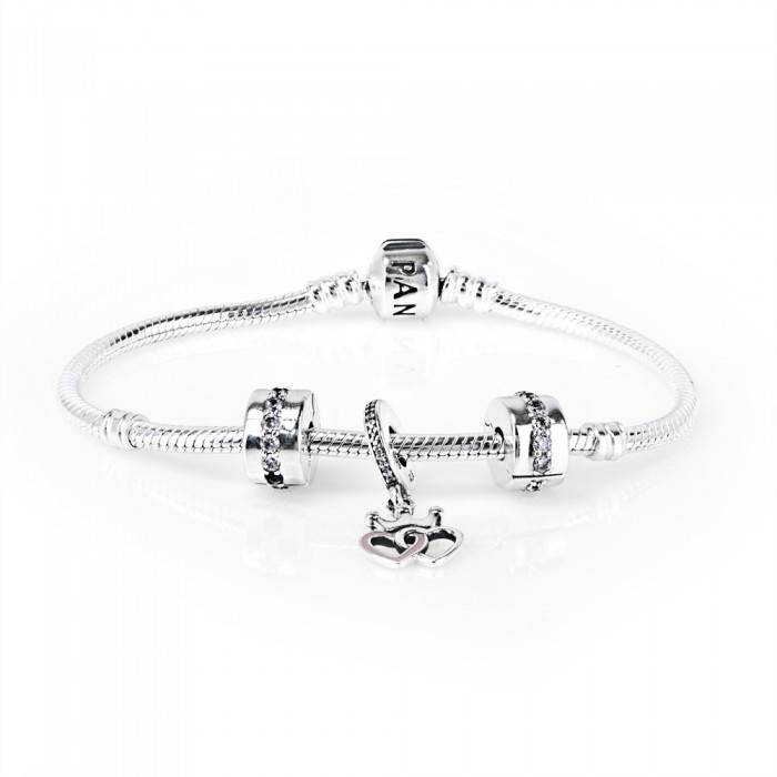 Pandora Bracelet Crowned Hearts Love Complete CZ Silver