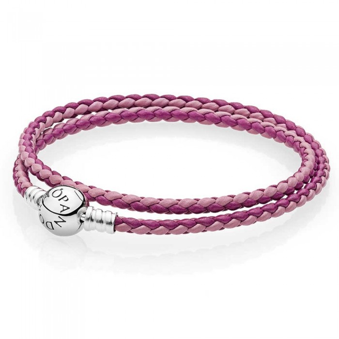 Pandora Bracelet Pink Mix Double Woven Leather