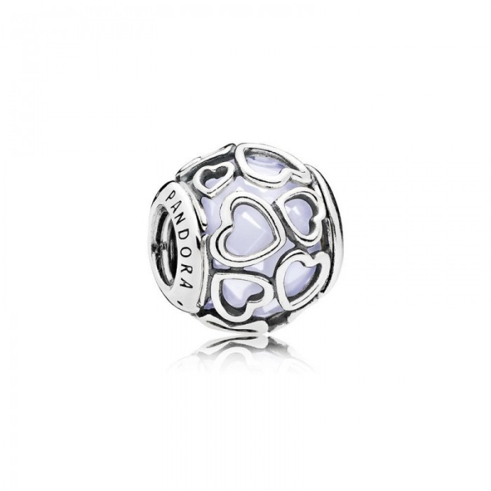Pandora Charm Encased in Love Opalescent White Crystal