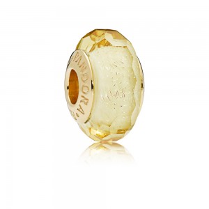 Pandora Charm Golden Faceted Murano Glass