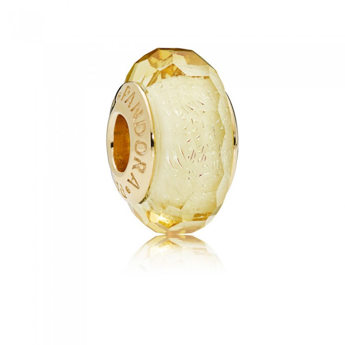 Pandora Charm Golden Faceted Murano Glass