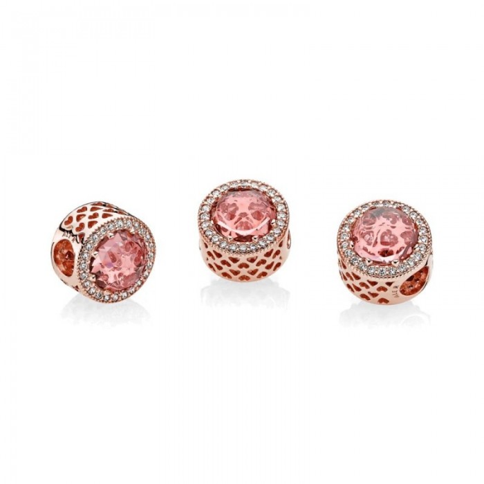 Pandora Charm Radiant Hearts RoseBlush Pink Crystal Clear CZ
