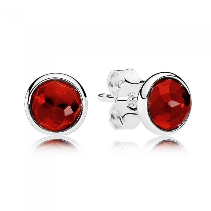 Pandora Earring July Birthstone Ruby Droplet 925 Silver