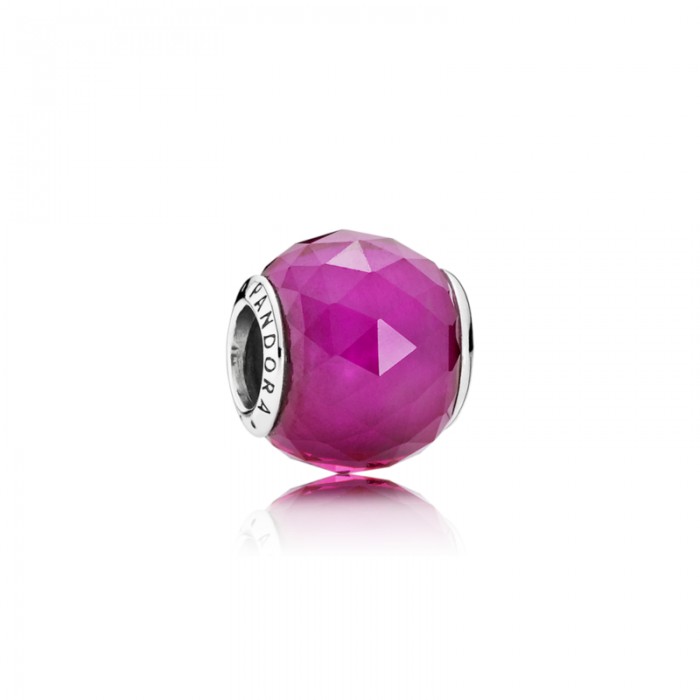 Pandora Charm Geometric Facets Synthetic Ruby