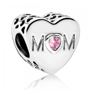 Pandora Charm Pink Mother Heart Family Sterling Silver