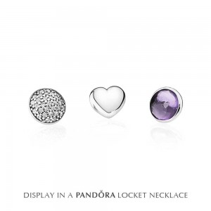 Pandora Necklace Silver February Petite Memories Birthstone Locket