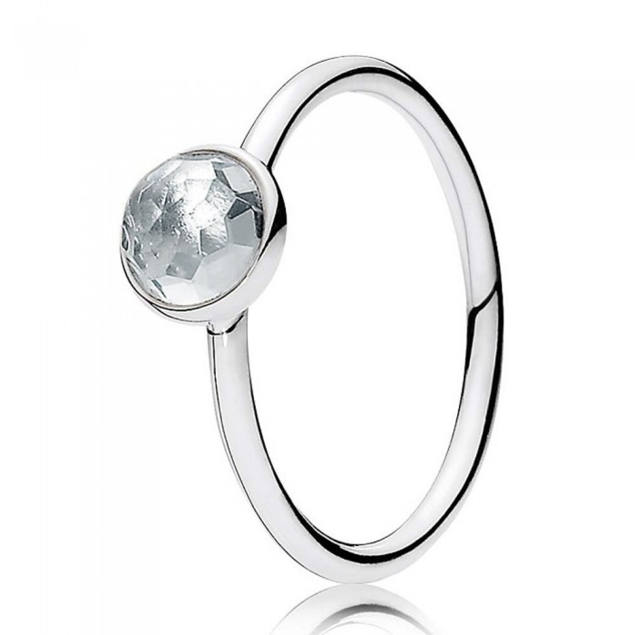 Pandora Ring March Birthstone Droplet Silver