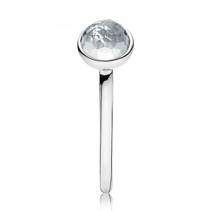 Pandora Ring March Birthstone Droplet Silver