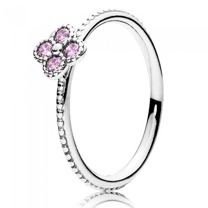 Pandora Ring Oriental Blossom Pink Floral Pave CZ