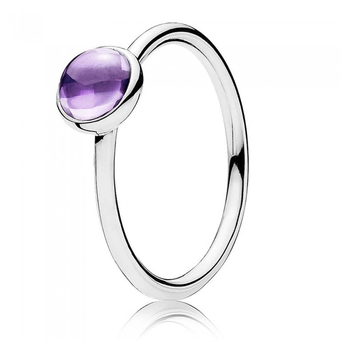 Pandora Ring Purple Poetic Droplet Sterling Silver