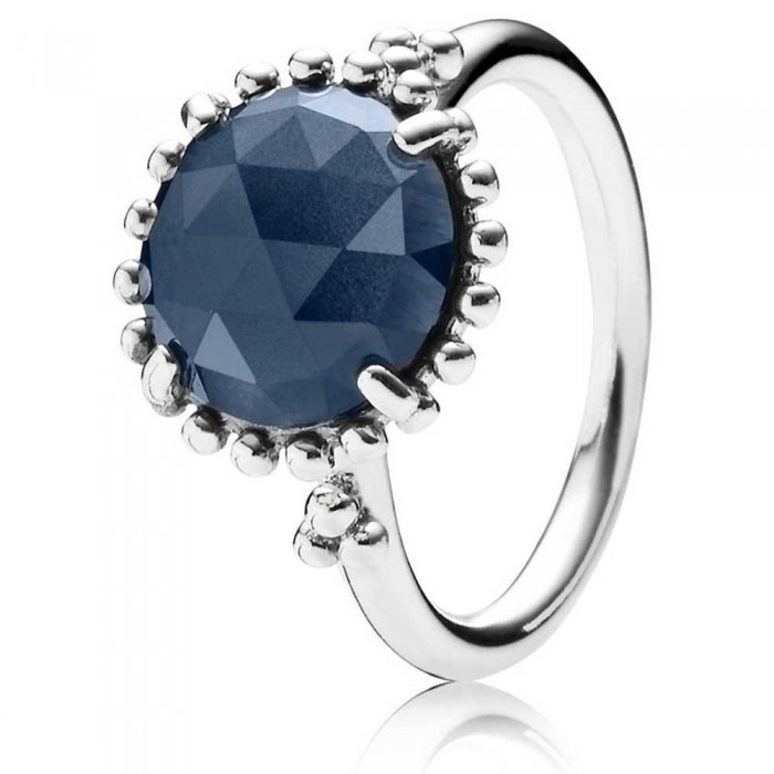 Pandora Ring Round Midnight Blue Crystal
